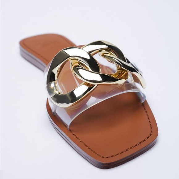 Zara Metal Chain Flat Sandals (Cute 🚨 Alert) - Picture 3 of 4